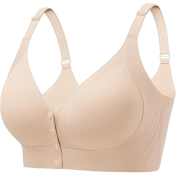 HBlife Seamless Front Closure Bras for Women Soft Jelly Wireless Bralettes,Beige