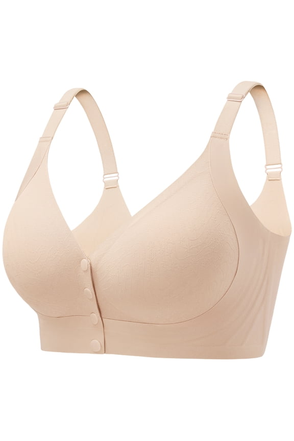 Seamless Front Closure Bras for Women Soft Jelly Wireless Bralettes,Beige