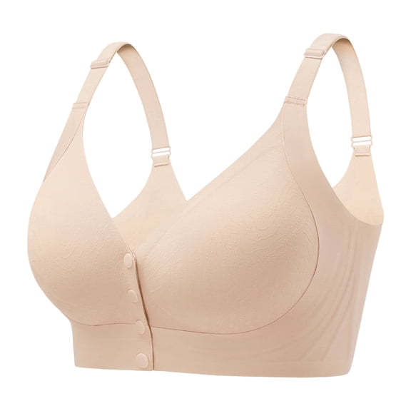 HBlife Seamless Front Closure Bras for Women Soft Jelly Wireless Bralettes,Beige