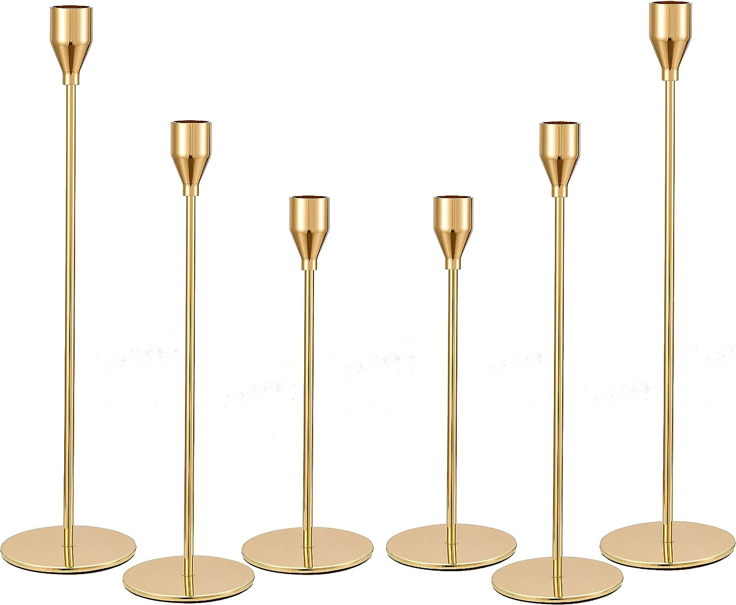 HBlife Set of 6 Gold Candle Holders for Taper Candles, Decorative