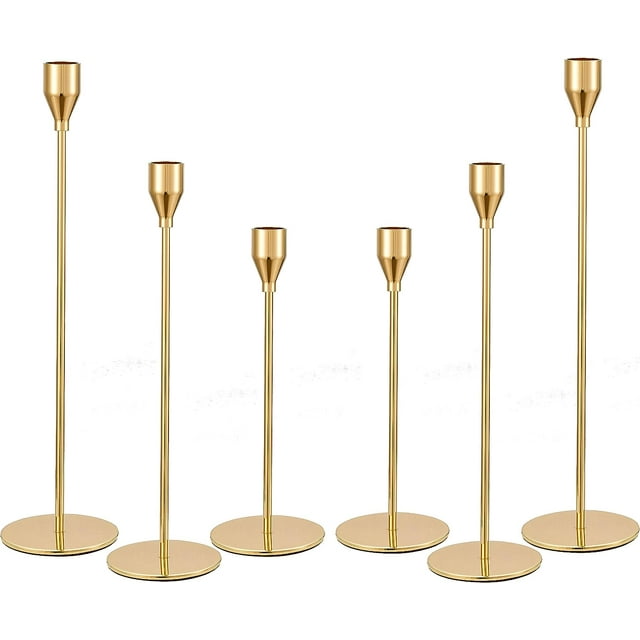 HBlife Set of 6 Gold Candle Holders for Taper Candles, Decorative