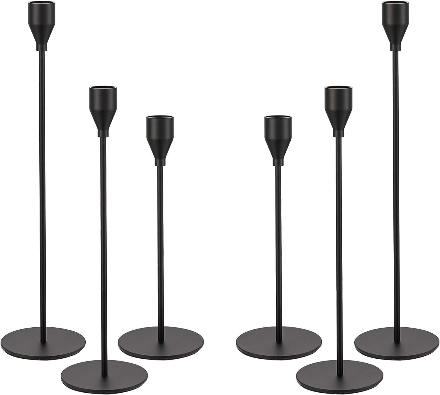 HBlife Set of 6 Matte Black Candle Holders for Taper Candles