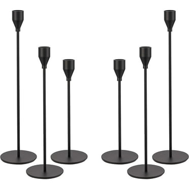 HBlife Set of 6 Matte Black Candle Holders for Taper Candles, Decorative Candlestick Holder for Wedding, Dinning, Party, Fits 3/4 inch Thick Candle&Led Candles