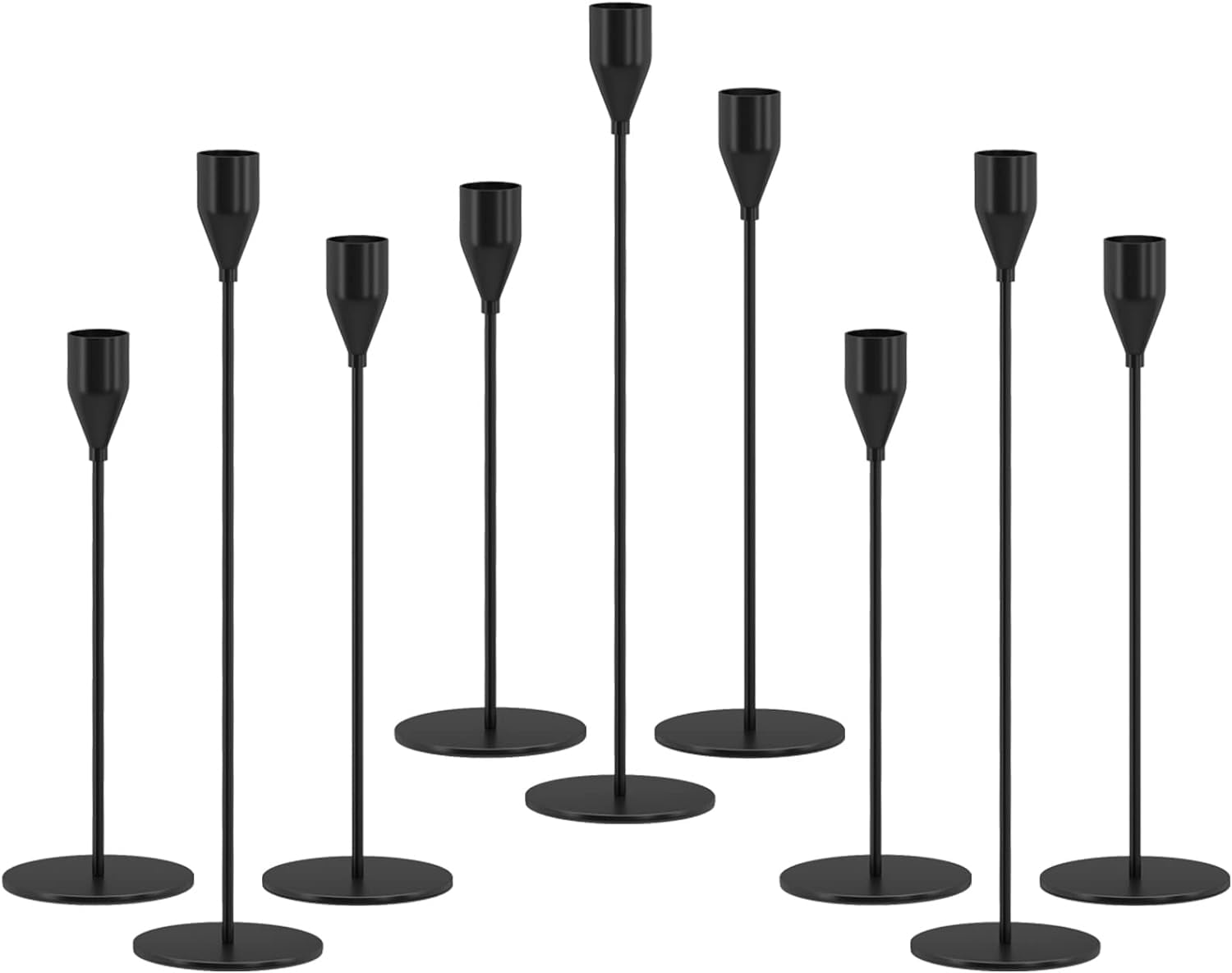 HBlife Set of 9 Matte Black Candle Holders for Taper Candles ...