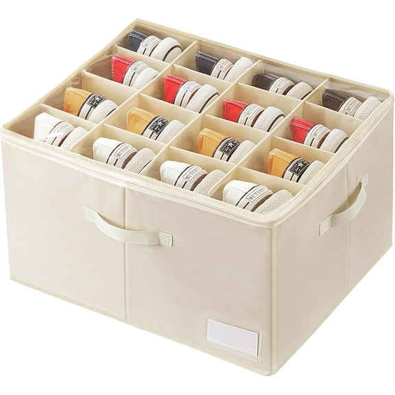 HBlife Shoe Organizer for Closet Large Foldable Shoe Storage Box Bin Containers with Clear Cover and Adjustable Dividers, Fits 16 Pairs
