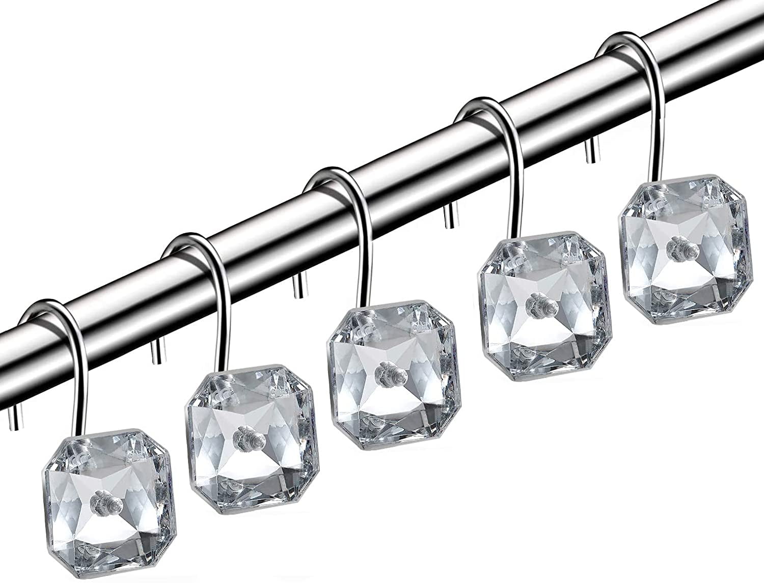 HBlife Shower Curtain Hooks, 12 Pcs Acrylic Decorative Rolling Diamond