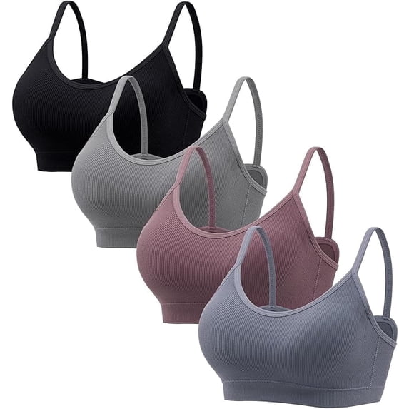 HBlife Sports Cami Bras Pack for Women - Basic V-Neck Padded Seamless ...