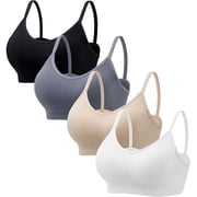 Sports Cami Bras Pack for Women - Basic V-Neck Padded Seamless Bras with No Underwire