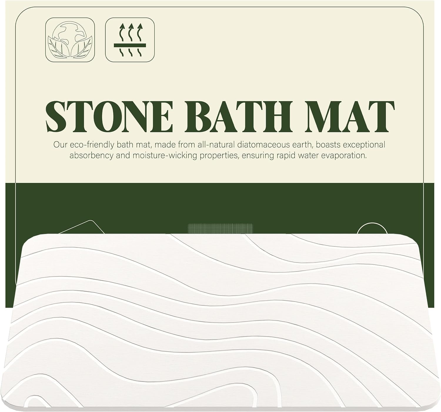 Stone Bath Mat for Bathroom, 23" x 15", White - Walmart.com