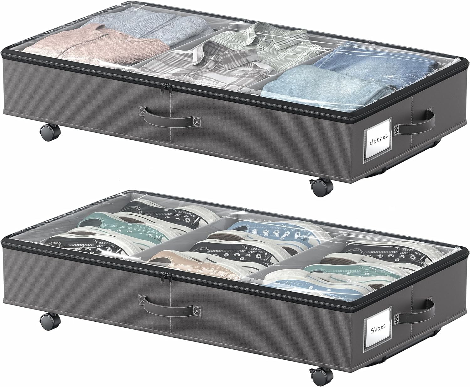 HBlife Under Bed Storage with Wheels, 2 Pack Under Bed Containers with