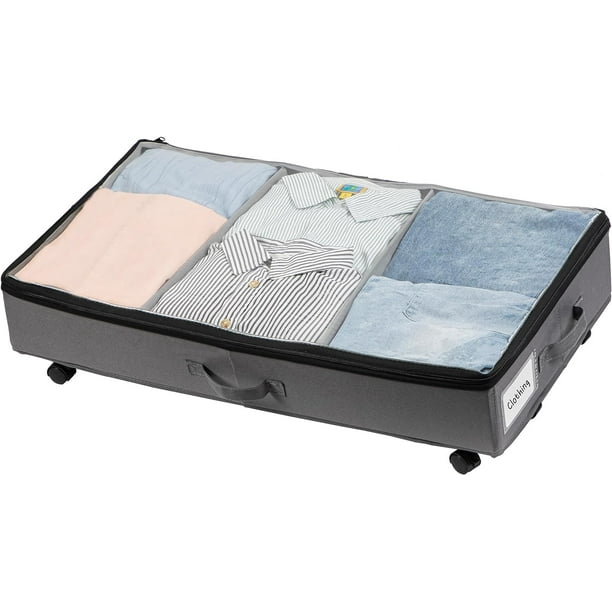 HBlife Under Bed Storage with Wheels, Under Bed Containers with Handles