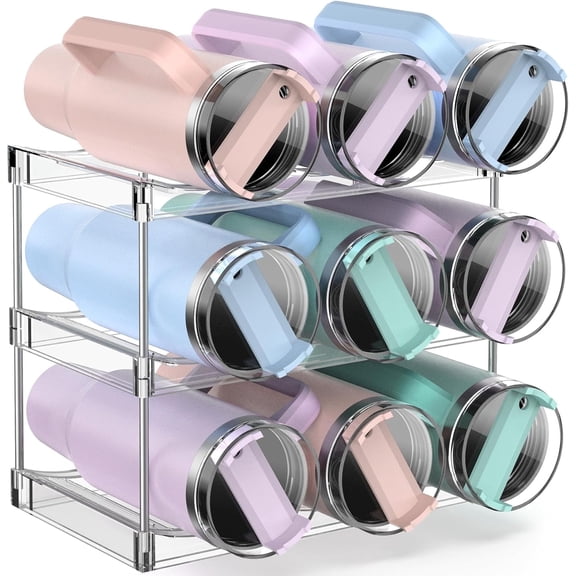 HBlife Upgraded 3-Tier Water Bottle Organizer for Stanley 40 oz Tumbler with Handle, Kitchen Organizer, Clear