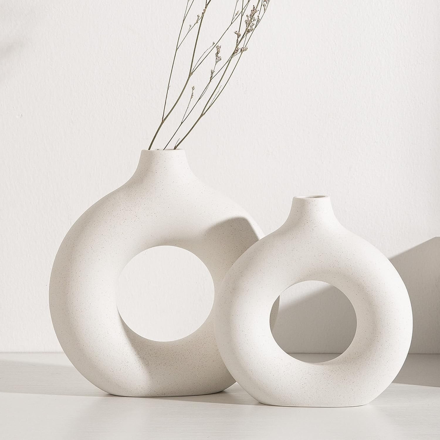 HBlife White Ceramic Donut Vases, Set of 2 - Walmart.com