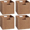 thumbnail image 1 of HBlife Wicker Baskets, Set of 4 Hand-Woven Paper Rope Storage Baskets, Foldable Cubby Storage Bins, Large Wicker Storage Basket for Shelves Pantry Organizing & Decor, Caramel, 1 of 7