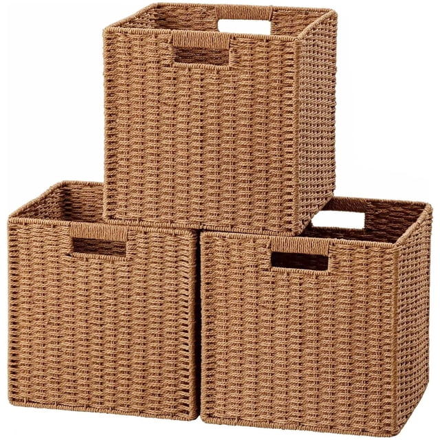 HBlife Wicker Baskets, Set of 3, Decorative Hand-Woven Farmhouse ...