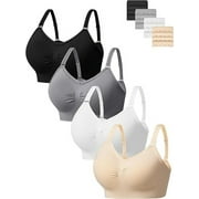 HBlife Wireless Bras for Women Comfortable Cami Bras Women's Bralettes No Underwire Adjustable Seamless Bra 4Pcs Sports Bra