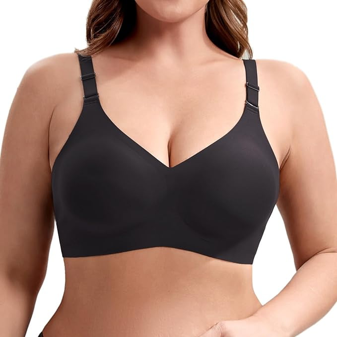 HBlife Wireless Bras for Women No Underwire Comfort Seamless Bra Adjustable V Neck Lift