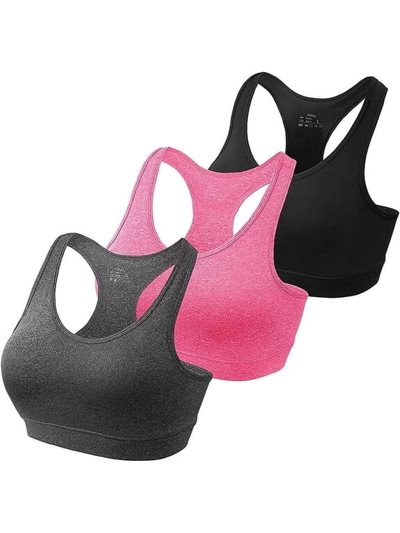 Women's High Impact Racerback Sports Bras Pack of 3 Size XL