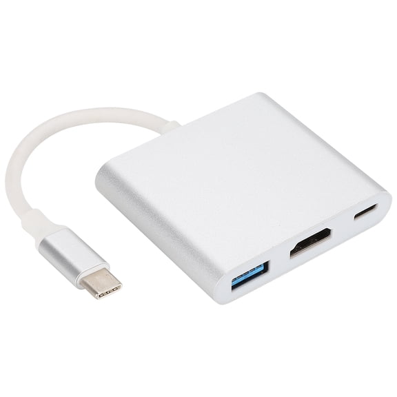 HC 04 Multifunction 3 in 1 Hub Type C to HDMI Output HD Converter Adapter Dock Station(silver )