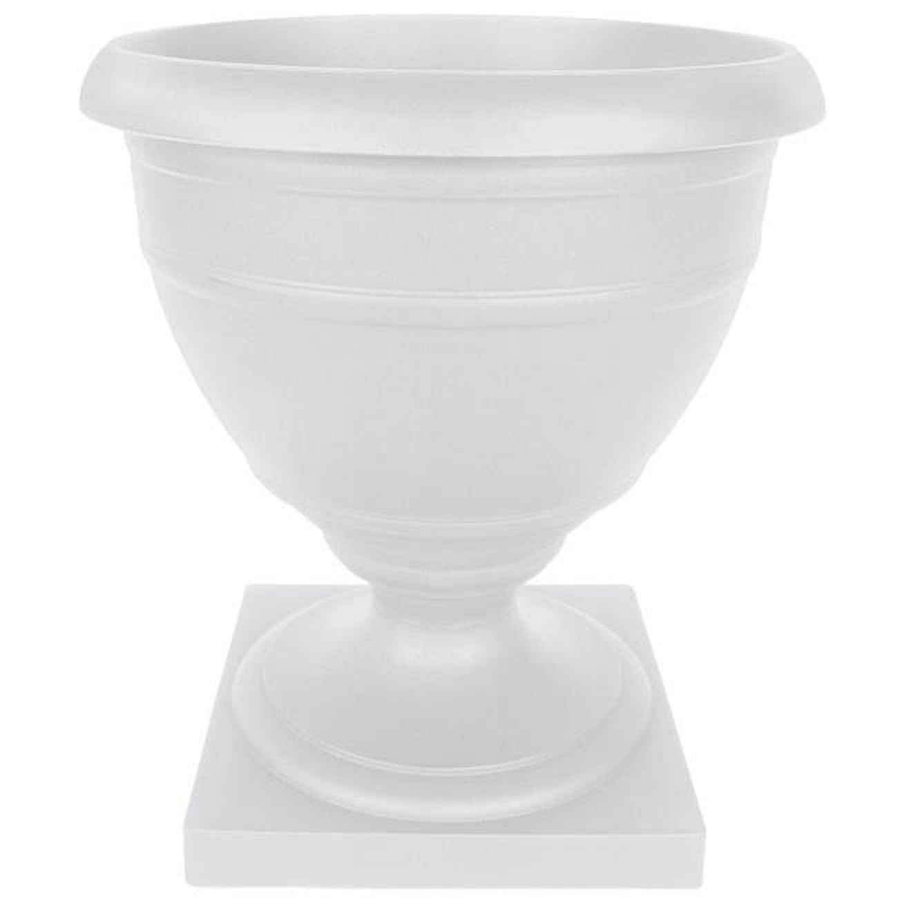 White Resin 18" Tall Round Olympia Outdoor Urn