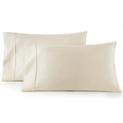 HC Collection 1500 Thread Count Egyptian Quality 2Pc Set of Pillow Cases, Silky Soft & Wrinkle Free, Queen/Standard, Cream/ Beige
