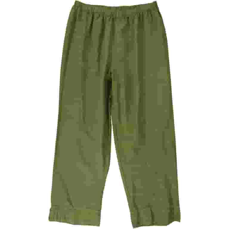 【COLOR iN ID】Pintuck Wide Capri Pants HC Collection Womens Pintuck Hem Casual Cropped Pants, Green