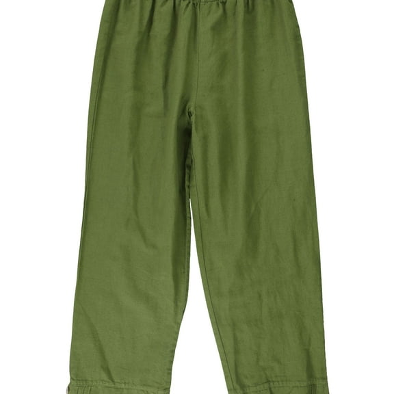 HC Collection Womens Pintuck Hem Casual Cropped Pants, Green, X-Large