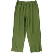 HC Collection Womens Pintuck Hem Casual Cropped Pants, Green, X-Large