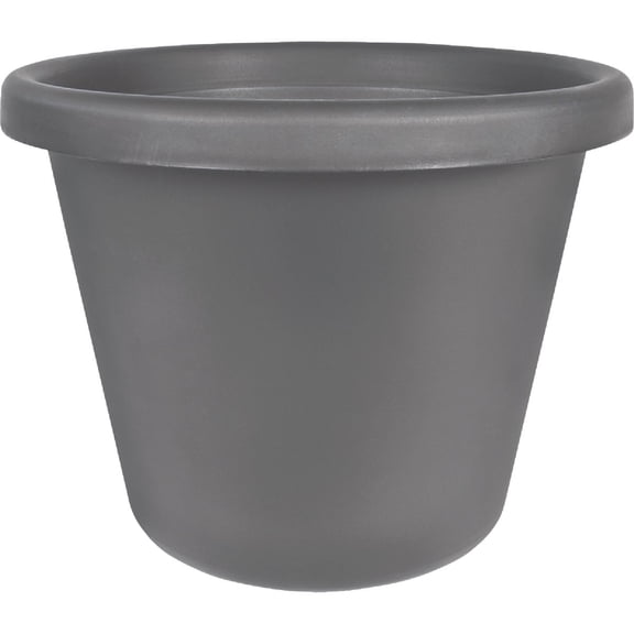 The HC Companies 10 Inch Prima Round Planter Pots with Drainage Holes and Rolled Rim, Lightweight UV-Resistant Plastic Indoor & Outdoor Planters, 2-Pack Flower Pots for Garden & Home Decor, Warm Gray
