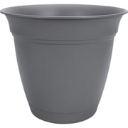 The HC Companies 12 Inch Eclipse Round Planter Pots with Drainage Holes & Attached Saucer, Lightweight UV-Resistant Plastic Indoor & Outdoor Planters, 2-Pack Flower Pots, Garden Home Decor, Warm Gray