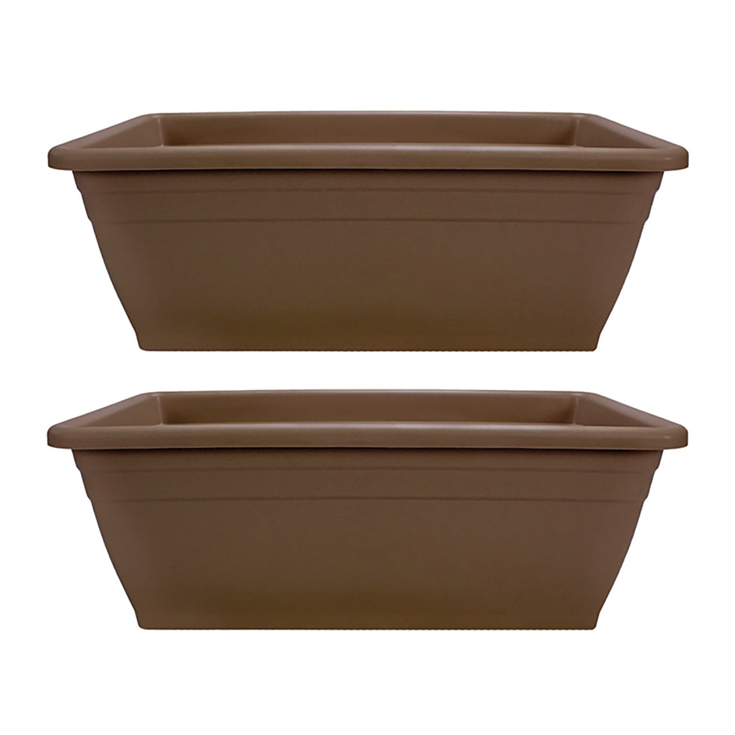 Chocolate Brown 12-Inch Plastic Outdoor Deck Planter Box Set