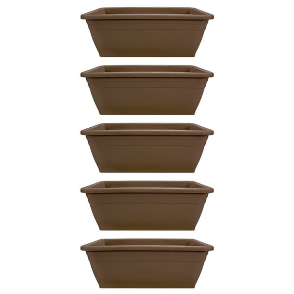 HC Companies 12-Inch Outdoor Plastic Deck Flower Planter Box, Chocolate (5 Pack)