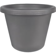 The HC Companies 12 Inch Prima Round Planter Pots with Drainage Holes and Rolled Rim, Lightweight UV-Resistant Plastic Indoor & Outdoor Planters, 2-Pack Flower Pots for Garden & Home Decor, Warm Gray