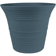 The HC Companies 12 Inch Sedona Round Self Watering Planter Pots, Lightweight UV-Resistant Plastic Indoor & Outdoor Planters, 2-Pack Flower Pots for Garden & Home Decor, Slate Blue