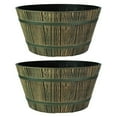 thumbnail image 1 of HC Companies 16 Inch Aged Wooden Oak Round Whiskey Barrel Planter (2 Pack), 1 of 4
