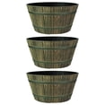 thumbnail image 1 of HC Companies 16 Inch Aged Wooden Oak Round Whiskey Barrel Planter (3 Pack), 1 of 4