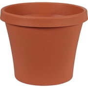 The HC Companies 17 Inch Classic Round Planter Pots with Drainage, Rolled Rim Plastic Planters for Indoor & Outdoor Plants, 2-Pack Decorative Flower Pots for Garden, Office & Home Decor, Chocolate