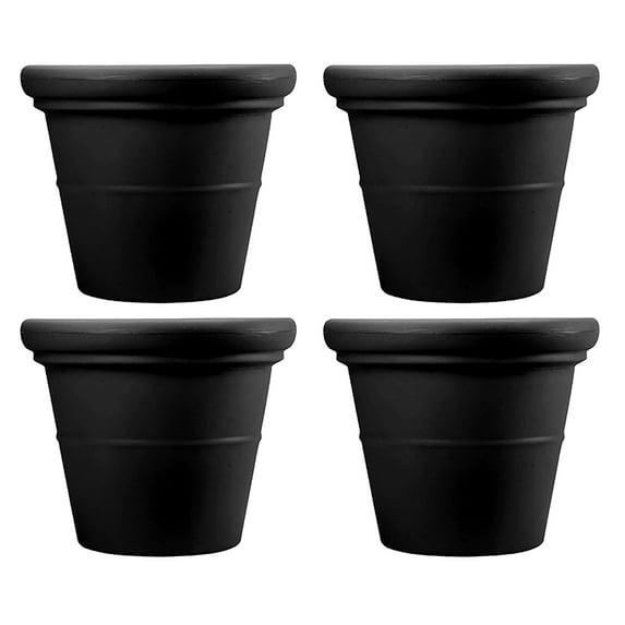 HC Companies 17" Terrazzo Round Planter Pot with Heavy Rim, Black (4 Pack)
