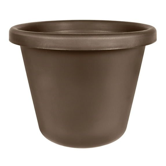 HC Companies 20 Inch Classic Round Plastic Flower Garden Planter Pot, Chocolate