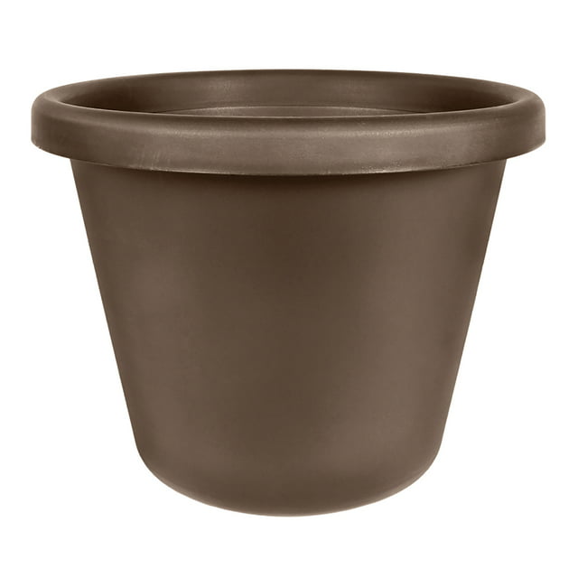 HC Companies 20 Inch Classic Round Plastic Flower Garden Planter Pot, Chocolate