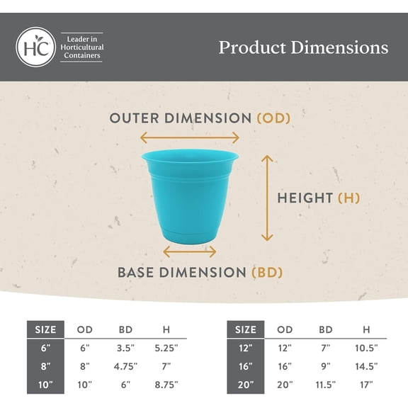 The HC Companies 20 Inch Eclipse Round Planter Pots with Drainage Holes & Attached Saucer, Lightweight -Resistant Plastic Outdoor Planters, 2-Pack Flower Pots for Garden & Home Decor, Cappuccino