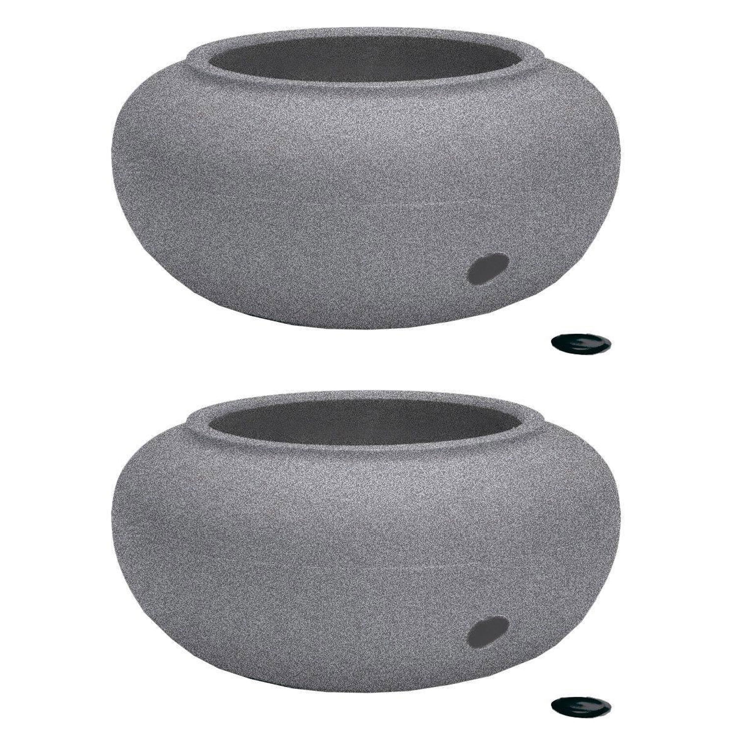 Granite Gray Ceramic Outdoor Garden Hose Storage Pot Set