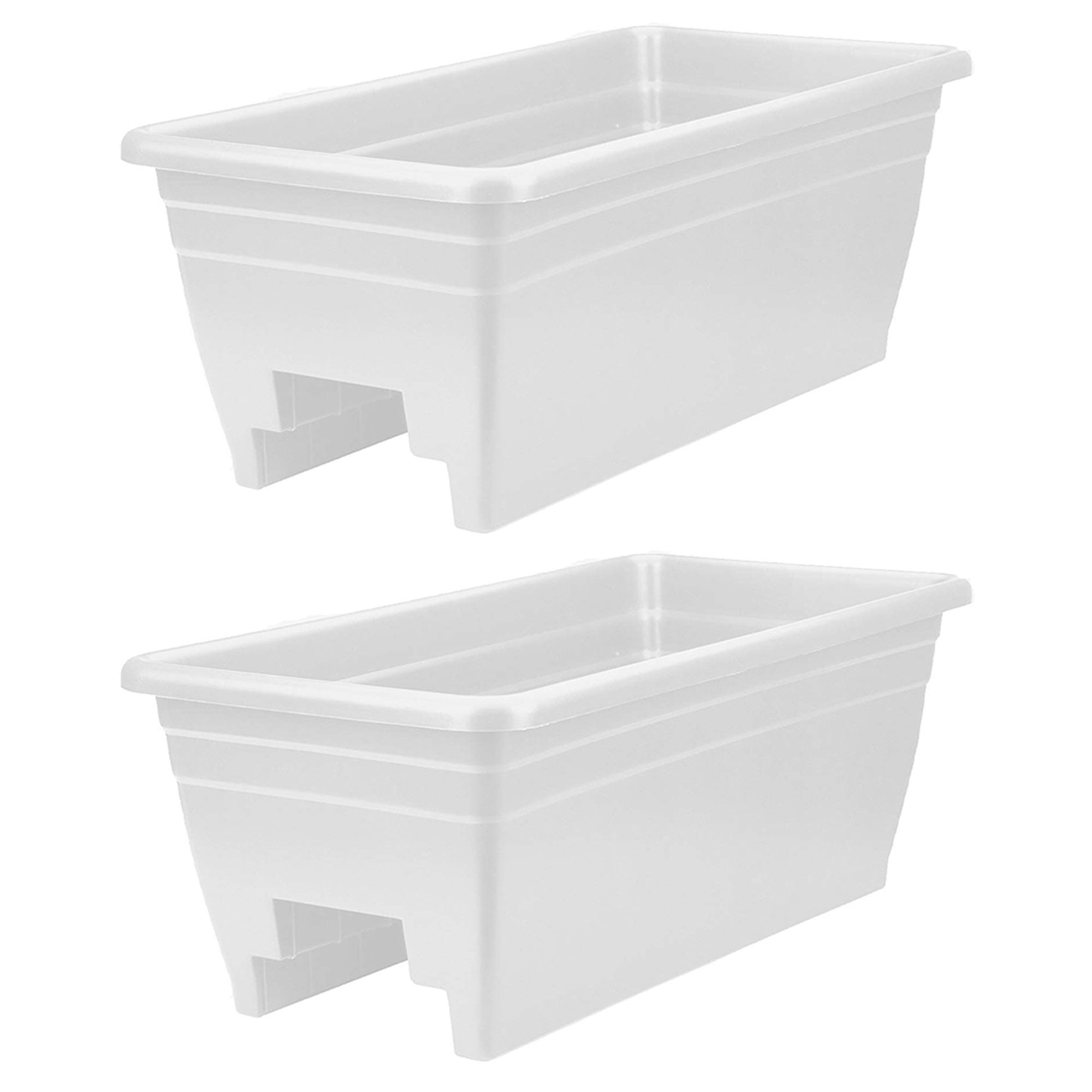HC Companies Heavy Duty 24 in Deck Rail Box Planters, White (2