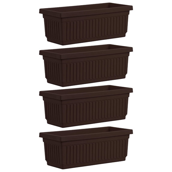 HC Companies 29.5" Fluted Venetian Flower Box, Chocolate (4 Pack)