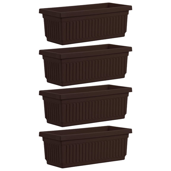 HC Companies 29.5" Fluted Venetian Flower Box, Chocolate (4 Pack)