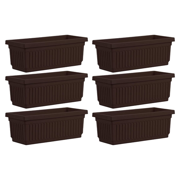 HC Companies 29.5" Fluted Venetian Flower Box, Chocolate (6 Pack)
