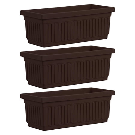 HC Companies 29.5 In Outdoor Fluted Plastic Venetian Flower Box (3 Pack)