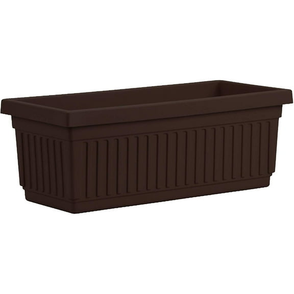 HC Companies 29.5 In Outdoor Fluted Plastic Venetian Flower Box, Chocolate