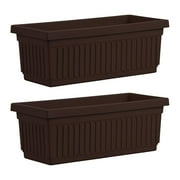 HC Companies 30 Inch Fluted Plastic Venetian Flower Box, Chocolate 2 Pack