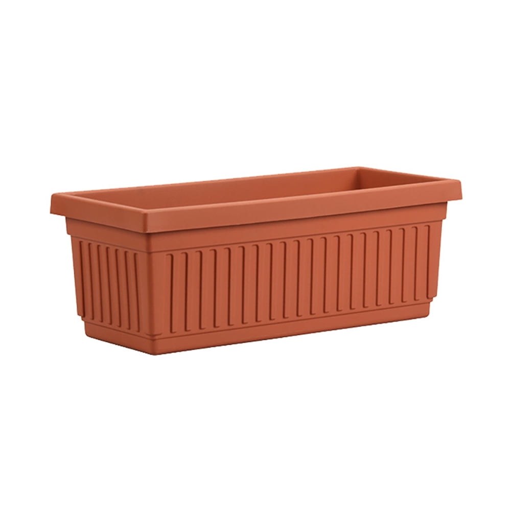 HC Companies 30 Inch Fluted Plastic Venetian Garden Flower Window Box, Clay